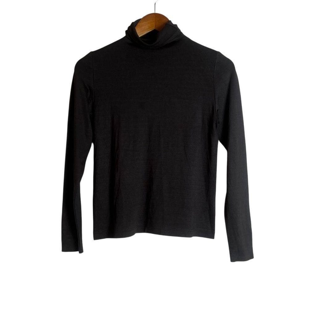 Linda Allard by Ellen‎ Tracy brown silk blend turtle neck top